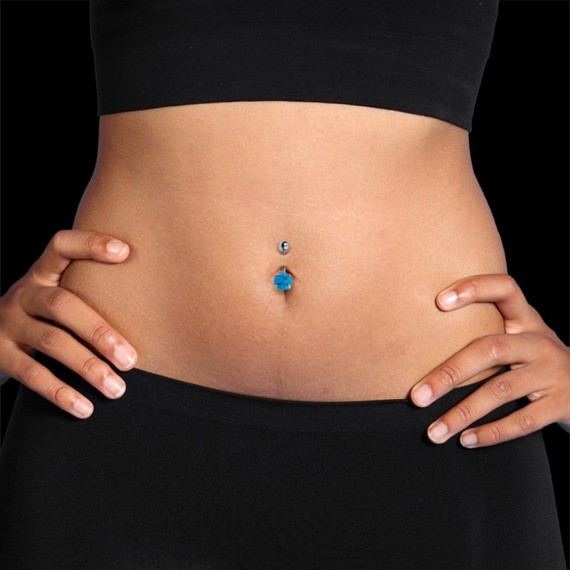 Piercing Umbigo com Pedra Redonda Azul